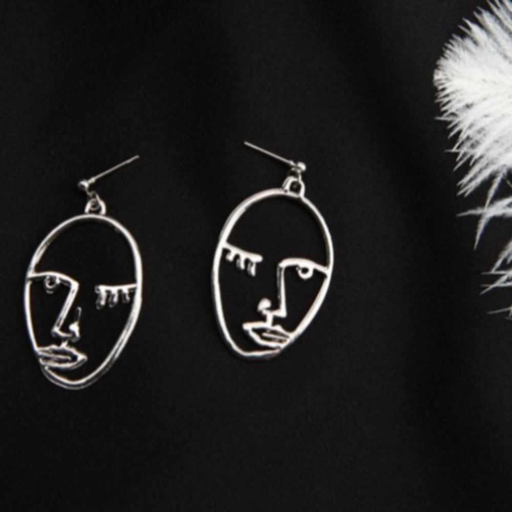 Hollow Out Creative Face Earrings